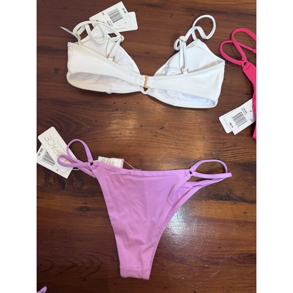L*Space Ribbed Helena Bikini Top White & Wilder Bottom Hot Pink & Purple S NWT - Picture 11 of 16